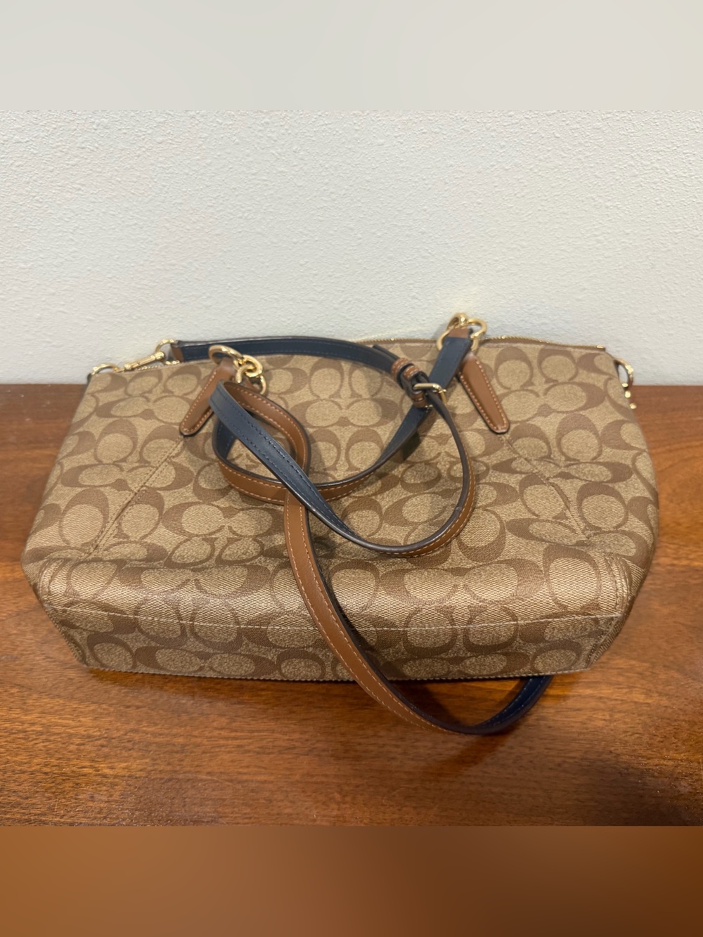 Coach Signature Canvas Shoulder Bag in Tan and Dark Brown - Picture 8 of 8